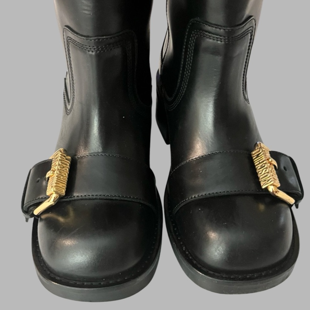 Moschino Women’s Buckled Square Toe Boots Size 6 - Picture 3 of 13